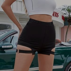 Grunge style black cut out micro shorts